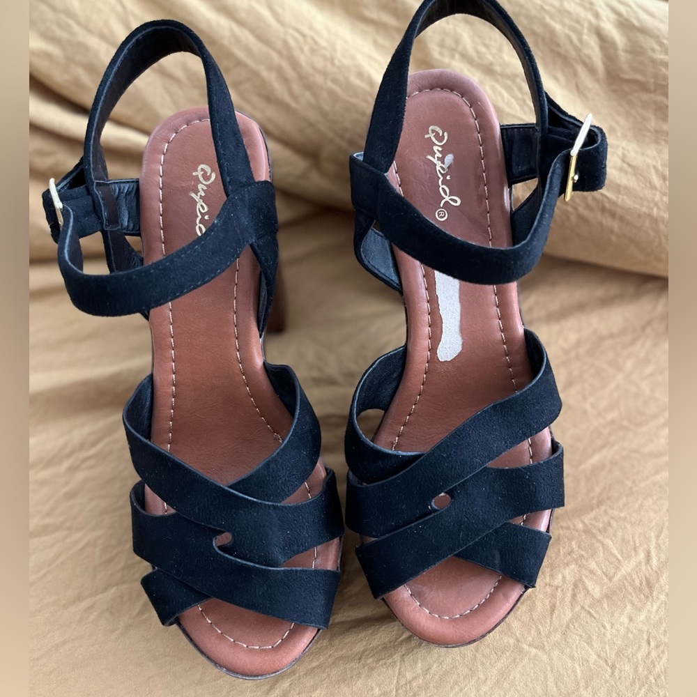 Qupid black/ brown platform shoes